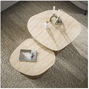 Salontafel Travertin keramiek set van 2 Kiezel