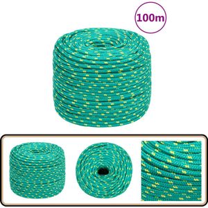 vidaXL Boottouw - 6 mm - 100 m - Polypropyleen - Groen Scheeps Touw - Boottouw - Polyester Touw - Vaar Touw - Touw 6mm