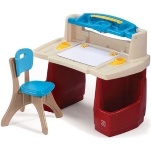 Step2 Deluxe Art Master Bureau met stoel voor kinderen - Creatieve Kinder Werkplek - Kinderbureau met Verlichting - Creativiteitstafel met opbergruimte - Activiteitentafel