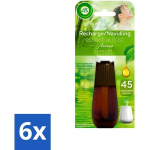 Air Wick Essential Mist - Navulling - Rejuvenate - Bamboo, Bergamot & Kardemom - 20ml - Voordeelverpakking - 6 stuks