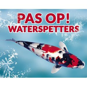 Pas op! Waterspetters 99 showa waakbord met een gekleurde achtergrond