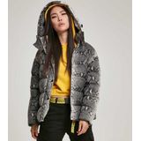 Urban Classics Damen Winterjacke Ladies AOP Hooded Puffer Jacket Grey Snake-S