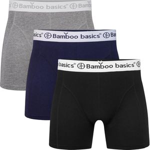 Comfortabel & Zijdezacht Bamboo Basics Rico - Bamboe Boxershorts Heren (Multipack 3 stuks) - Onderbroek - Ondergoed - Grijs, Navy & Zwart - S