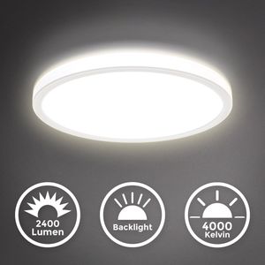 B.K.Licht - Pafonniére - dimbaar - witte plafondlamp - rond (Ø: 29.3 cm) - 4.000K neutral wit licht