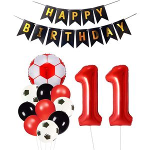 Cijfer Ballon 11 | Snoes Champions Voetbal Plus - Ballonnen Pakket | Rood en Zwart