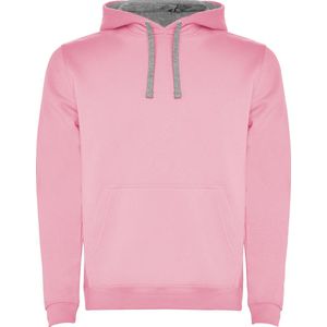 Roze/Grijze unisex kinder hoodie met capuchon en koord Urban merk Roly 10 jaar 134-140