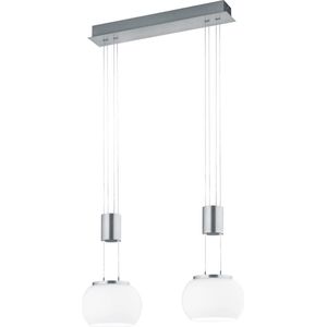 LED Hanglamp - Hangverlichting - Torna Maliba - 16W - 2-lichts - Warm Wit 3000K - Dimbaar - Rechthoek - Mat Nikkel - Aluminium