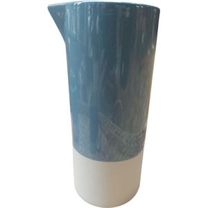 Floz Design waterkan of karaf van keramiek - blauw wit - combi hoogglans en mat aardewerk - fairtrade uit Vietnam