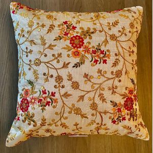 Kussens woonkamer - kussenhoes 35 x 35 cm - kussensloop - sierkussens - cushion cover - katoensilk - Kussenhoesjes - 2 stuks - etnisch Indiaas - borduurwerk - embroidery