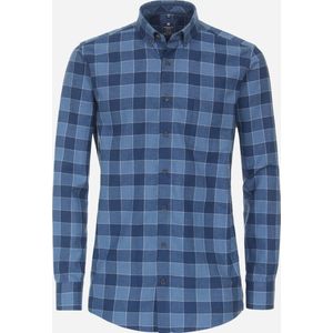 Redmond comfort fit overhemd - popeline - blauw geruit - Strijkvriendelijk - Boordmaat: 39/40