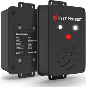 Pest Protest Marterverjager - Op Auto accu, 12V of Batterijen - Ultrasone Marter Verjager - Outdoor Ongedierte Verjagers - Anti Steenmarter voor Binnen en Buiten - Marterverjagers