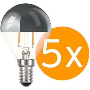 5 stuks | Ledmaxx LED kopspiegellamp zilver 2W 180lm 2700K Niet-Dimbaar A60 | E14 | Extra Warm Wit | 2 watt | 20.000 Branduren