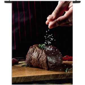 Velours Wandkleed Home Made Beef Rechthoek Verticaal XL (210 X 150 CM) - Wandkleden - Met roedes