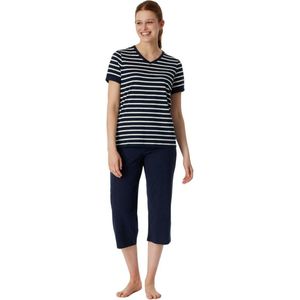 Schiesser dames pyjama korte mouw - Casual Essentials - 44 - Blauw.