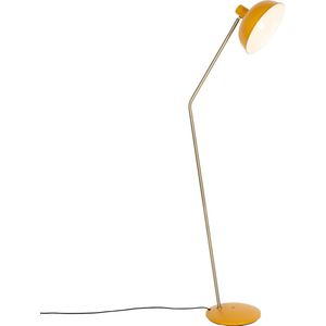 QAZQA milou - Retro Vloerlamps-sStaande Lamp - 1 lichts - H 138 cm - Geel - Woonkamers-sSlaapkamers-sKeuken