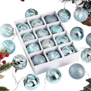 Livano Kerstballen - Kerstversiering - Plastic - Kerstballenset - Blauw - 12 stuks
