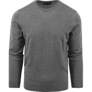 Suitable - Merino Pullover Ronde Hals Antraciet - Heren - Maat XXL - Modern-fit