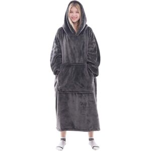 Draagbare Deken Sweater voor Dames en Heren - Super Warme Flanellen Hoodie met Mouwen en Gigantische Zak