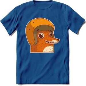Safety fox T-Shirt Grappig | Dieren vos Kleding Kado Heren / Dames | Animal Skateboard Cadeau shirt - Donker Blauw - XL