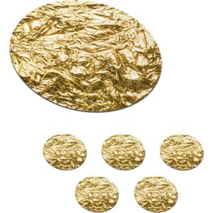 Onderzetters voor glazen - Rond - Gouden folie met een gerimpelde textuur - 10x10 cm - Glasonderzetters - 6 stuks