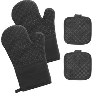 Hittebestendige antislip ovenwanten set - 4-delige keukenaccessoires voor veilig koken en bakken