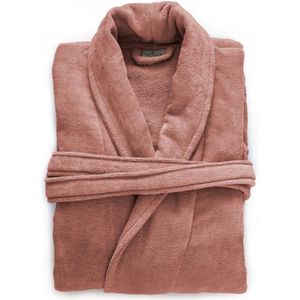 LINNICK Pure Badjas Velours - 100% Katoen - Rose - Maat XXL - Badjas Dames - Badjas Heren