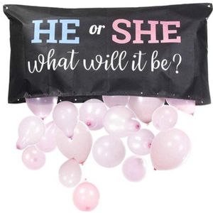 CF Balloons - Gender Reveal Party Supplies Balloon Drop Bag with Pink and Blue Balloon for Boy or Girl Party Game Baby Shower Photo Backdrop He or She what will it be