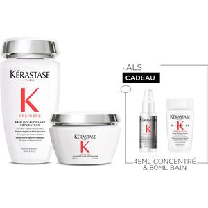 Kérastase Première Herstellend Duo + 2 Cadeaus - Shampoo 250ml & Masker 200ml + Pre-Shampoo 45ml & Shampoo 80ml Cadeau - Voor Overbewerkt & Beschadigd Dik Haar