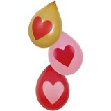 Hartjes thema ballonnen 12x stuks in diverse kleuren feestartikelen en versiering - Liefde/Valentijn