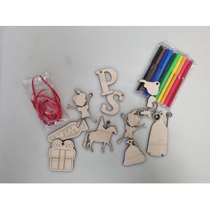 Sinterklaas - Kleursetje - 10 Hangers - Sint & Piet slinger - Schoen cadeautje - zelf inkleuren - kinderen - knutselen Sint - knutselsetje - knutsel pakketje