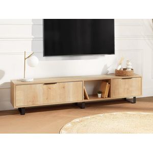 Vente-unique Tv-meubel met 2 deuren en 1 nis - Naturel - MIDALIA L 180 cm x H 40 cm x D 35 cm