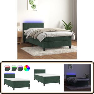 vidaXL Boxspring met LED en matras 100x200 cm Boxspring - Donkere Kleuren - Luxe Bed - Velvet Bed - Led Verlichting