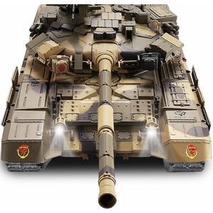 RC tank 23119 Panzer T-90 2.4GHZ pro-line Control edition rook geluid IR/BB metal tracks, loop en geleidewielen en luxe houten kist