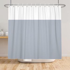 105 x 160 cm, grijs-wit, tweekleurig douchegordijn, klassiek traditioneel badgordijn, minimalistisch thema, douchegordijn voor badkamer, polyester, met haken