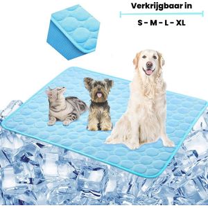 Koelmat Voor Hond & Kat | 100 X 70 CM | Nieuwste Model Koelmat | Temperatuur Absorberende Werking | Vrij Van Giftige Gel | Anti Slip | Blauw | XL