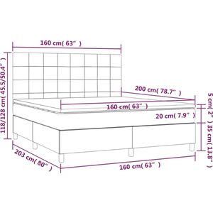 vidaXL - Boxspring - met - matras - stof - lichtgrijs - 160x200 - cm