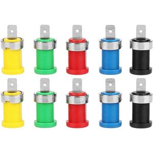 10 stks Gemengde Kleur Banana Jack Connector Socket 4.0mm Jack met Geleidbaarheid Weerstand tegen Inbrengen Anti-Oxidatie en Duurzaamheid voor Paneelmontage Test Probes