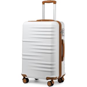 Reiskoffer 94L - met TSA-slot & 360° Wielen - Koffer - 74,5 x 49 x 30,5 cm - 3.8 KG - Handbagage - Verstelbare Handgreep - Vakantie - Wit