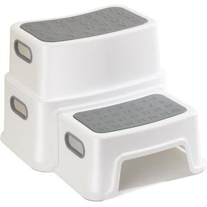 Dubbele Opstapkruk voor Kinderen - Stevige Kruk met Twee Treden voor Peuters - Geschikt voor Badkamer, Keuken en Toilet - Zindelijkheidstraining - Antislip- en Antikantelontwerp - Max. 90kg