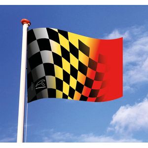 Finish Race/ België geblokte vlag - 100 x 70 cm  - Grand Prix België – Formule 1
