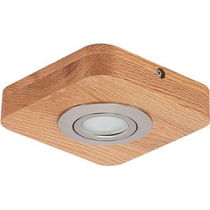 Lindby - plafondlamp hout - 1licht - eikenhout, ABS, polycarbonaat - H: 3.7 cm - licht hout, satijn nikkel - Inclusief lichtbron