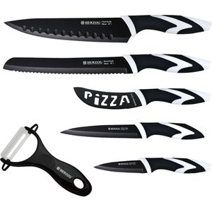 Herzog HR-COL5: 6 Pieces Ceramic Coated Stainless Steel Knife Set Black