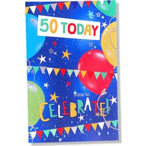 Hoera 50 jaar! Luxe verjaardagskaart Abraham / Sarah - 12x17cm - Gevouwen Wenskaart inclusief envelop - Leeftijdkaart