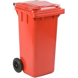 Afvalcontainer 120 liter rood - Container 120 liter - Kliko 2 wielen