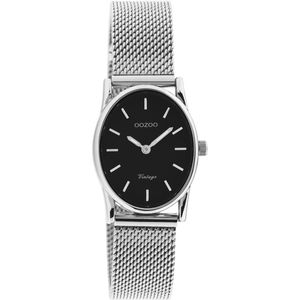 OOZOO Vintage series - zilverkleurige horloge met zilverkleurige metalen mesh armband - C20257