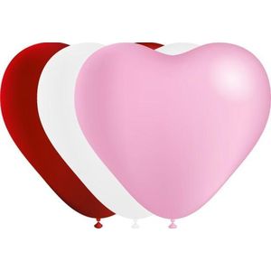 Prohap Hartjes Ballonnen Rood/Wit/Roze - 8 stuks