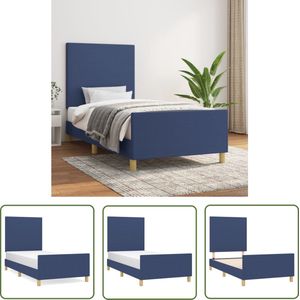The Living Store Bedframe zonder matras 80x200 cm stof blauw - Bedframe - Blauwe Bedbank - Stoffen Bedframe - Tweepersoons Bed - Boxspring Bed