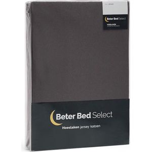 BeterBed Select Jersey Hoeslaken - 120 x 200/210/220 cm - 100% Katoen - Matrasbeschermer - Matrashoes - Antraciet