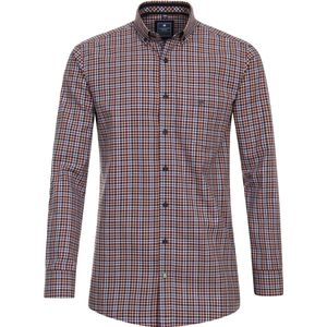 Redmond comfort fit overhemd - twill - rood geruit - Strijkvriendelijk - Boordmaat: 43 - 44