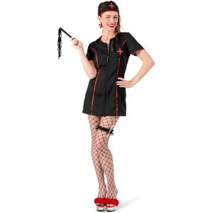 Funny Fashion - Verpleegster & Masseuse Kostuum - Kinky Verpleegster Meike - Vrouw - Zwart - Maat 36-38 - Carnavalskleding - Verkleedkleding